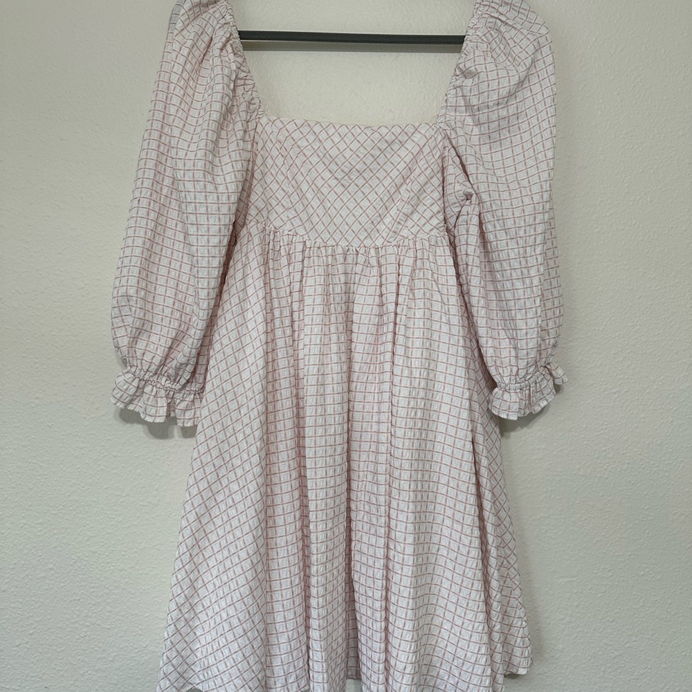 Pink and White Plaid Dress